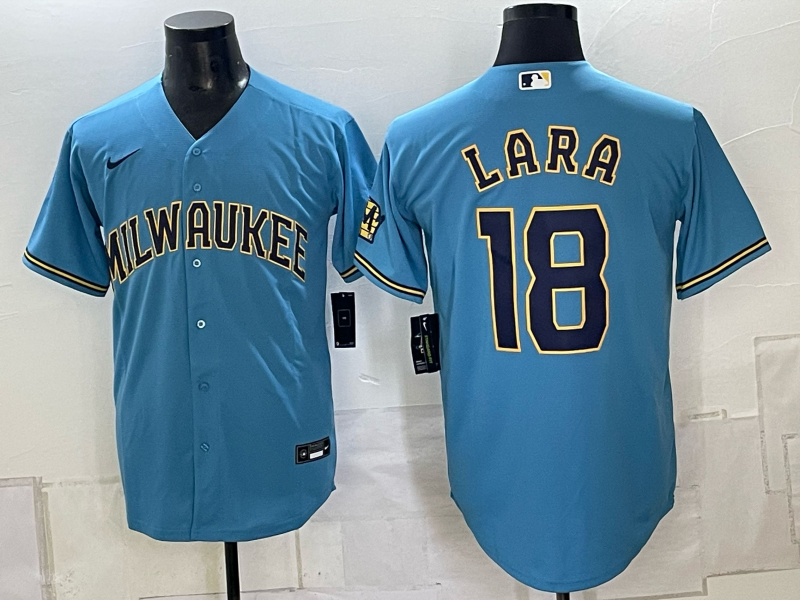 Men 2026 Milwaukee Brewers #18 Lara blue Game Nike MLB Jersey 0918001 ->->